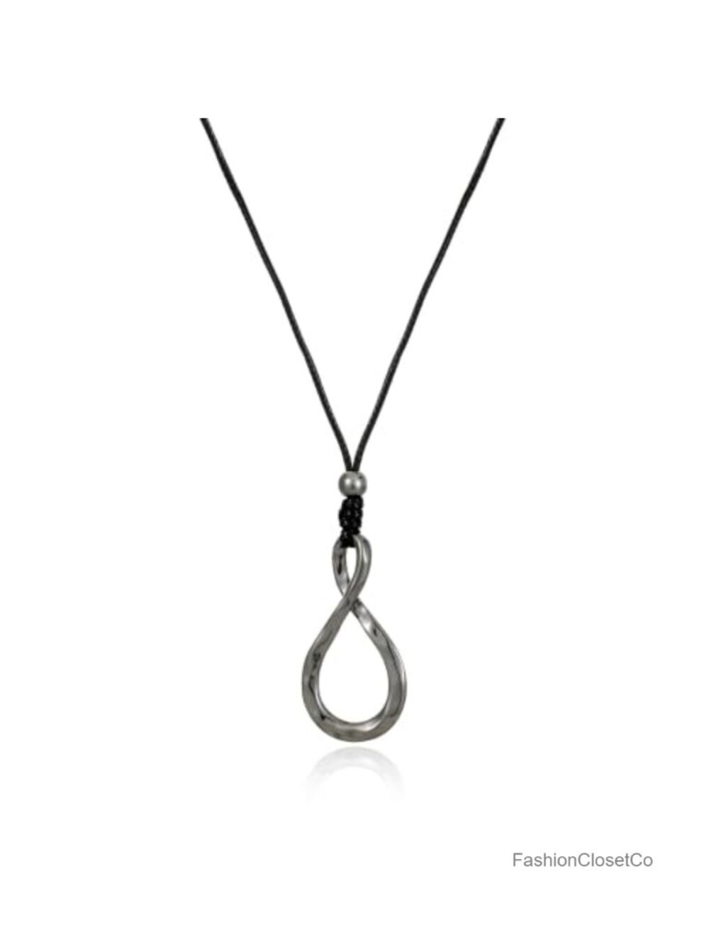 Adjustable Infinity Pendant Necklace Long Wax Cord Gold Plated Trendy Statement